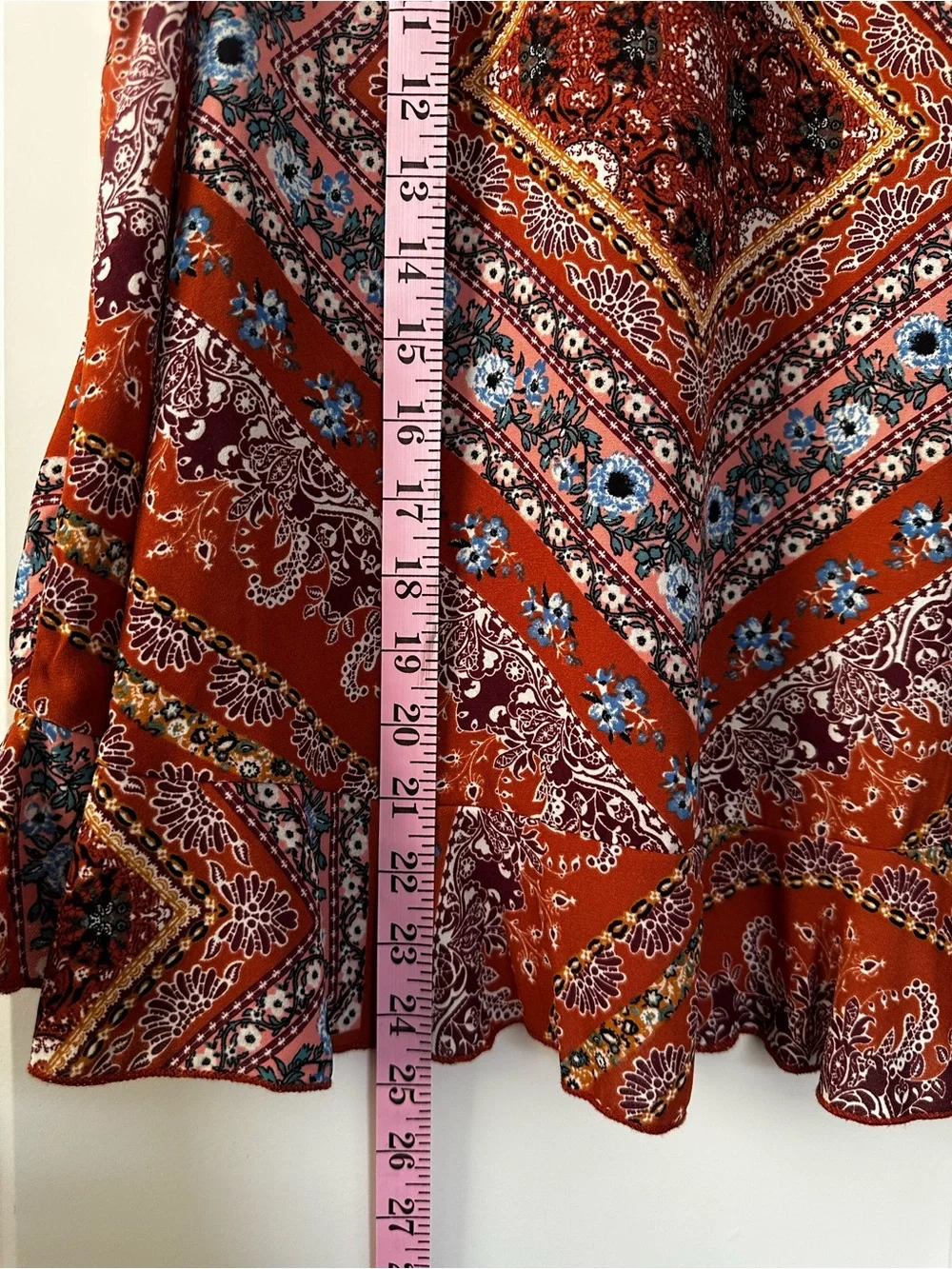 Xhilaration Rust Boho Medallion Ruffle Neck Tank Top Size Medium